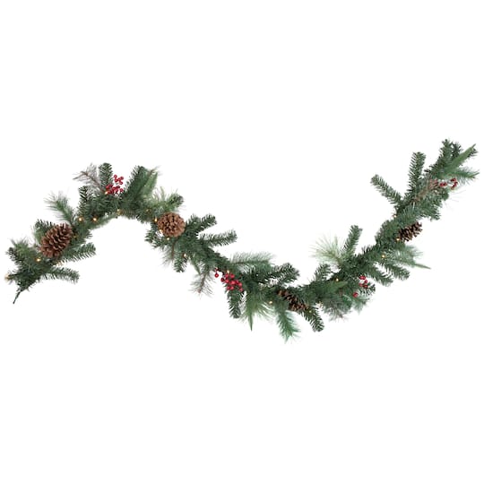 6ft. Pre-Lit Decorated Pine Cone &#x26; Berries Christmas Garland